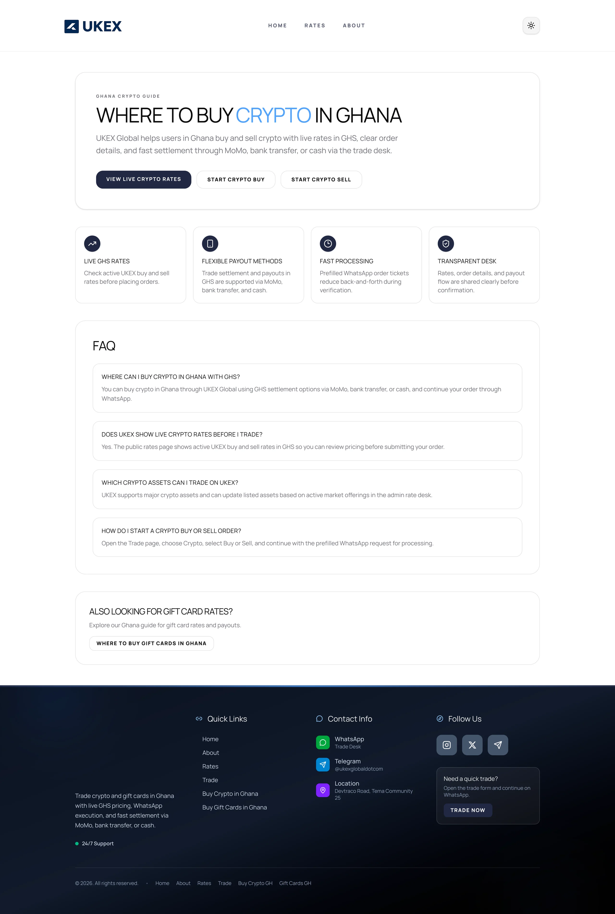 One of the two search landing pages. Its own metadata, an FAQ block carrying structured data, and routes back to the rates table.